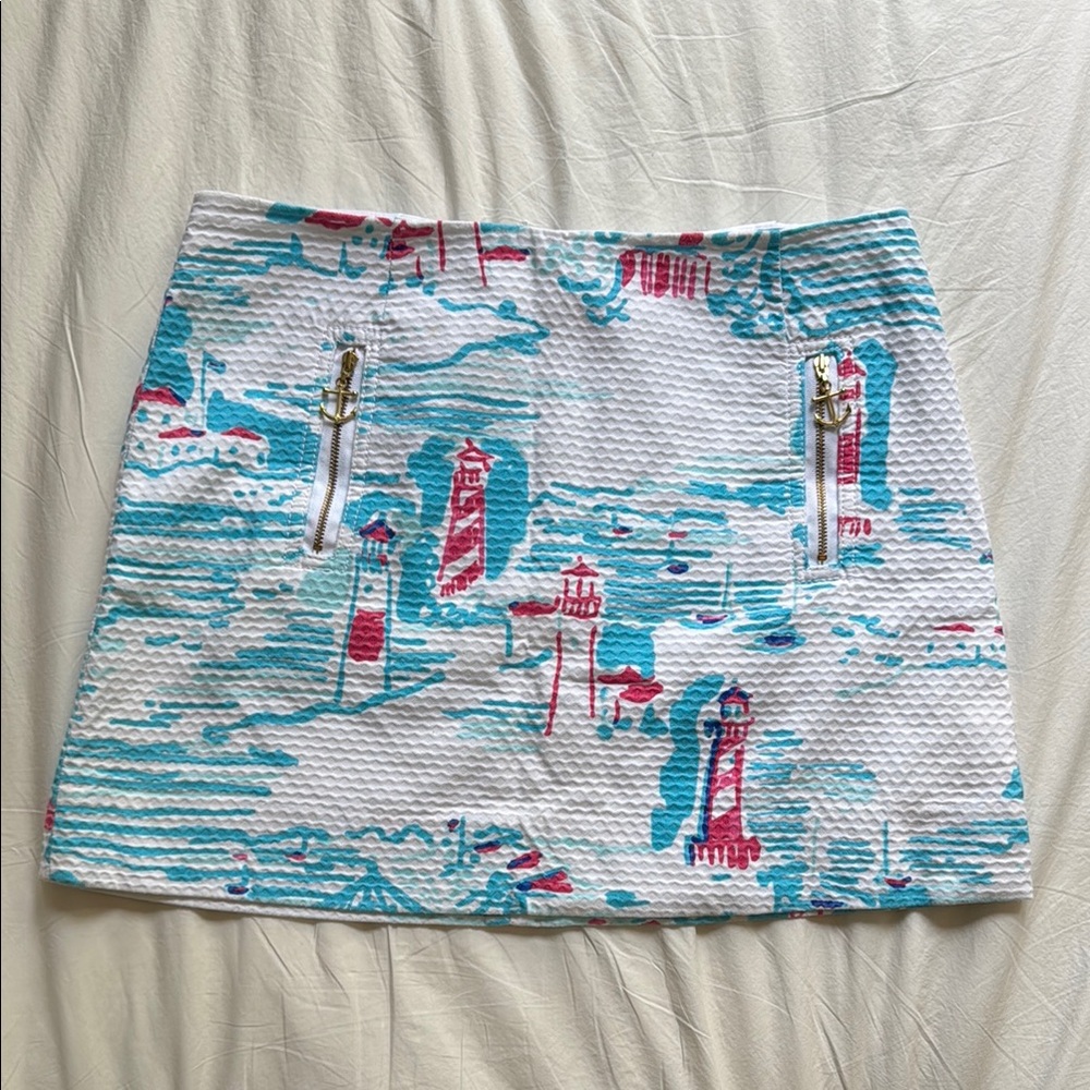 Lilly Pulitzer Blue and Red Mini Skirt